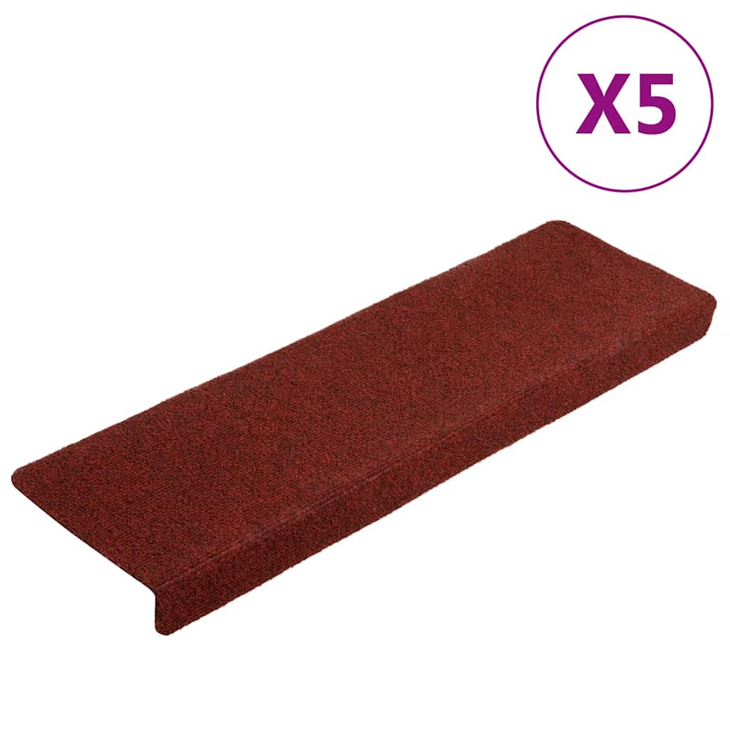 JUNG Vida Stufenmatten Selbstklebend 5 Stk. 65x21x4 cm Bordeauxrot Rechteckiger Rand