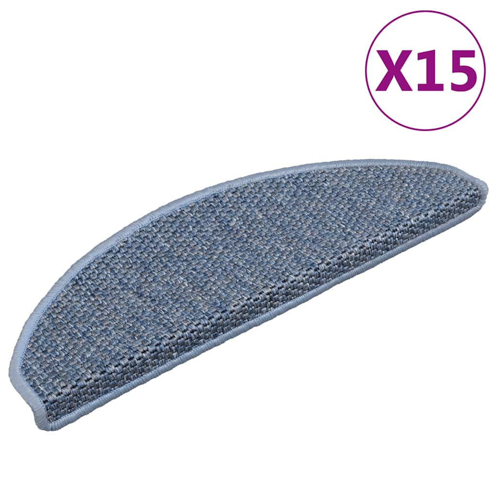 JUNG Vida Treppenmatten Selbstklebend Sisal-Optik 15 Stk. 65x21x4 cm Blau