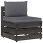 JUNG Vida Modulares Mittelsofa mit Kissen Grau Imprägniertes Holz