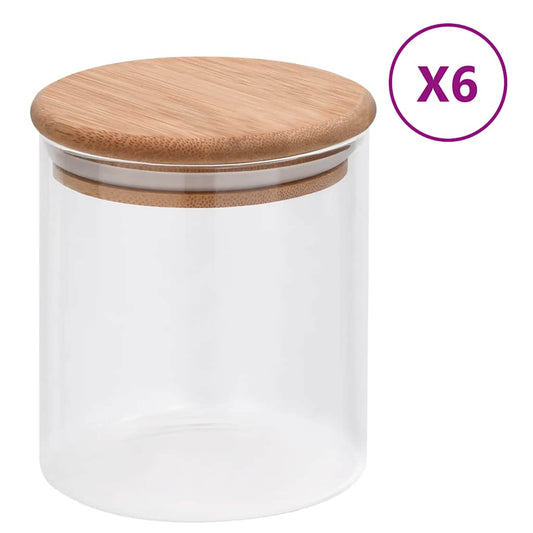 JUNG Vida Vorratsgläser mit Bambusdeckel 6 Stk. 600 ml