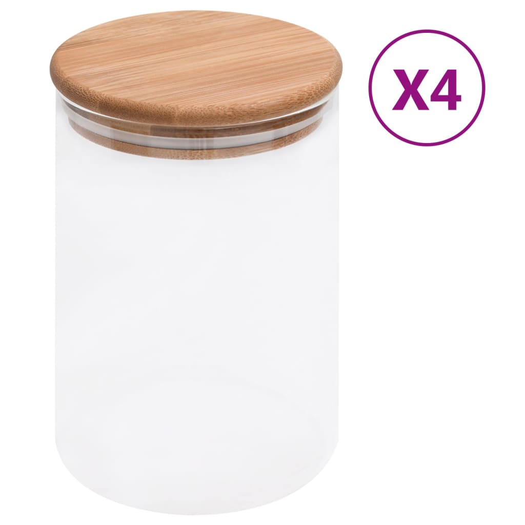 JUNG Vida Vorratsgläser mit Bambusdeckel 4 Stk. 800 ml