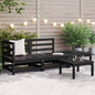 JUNG Vida 3-tlg. Garten-Lounge-Set Schwarz Massivholz Kiefer