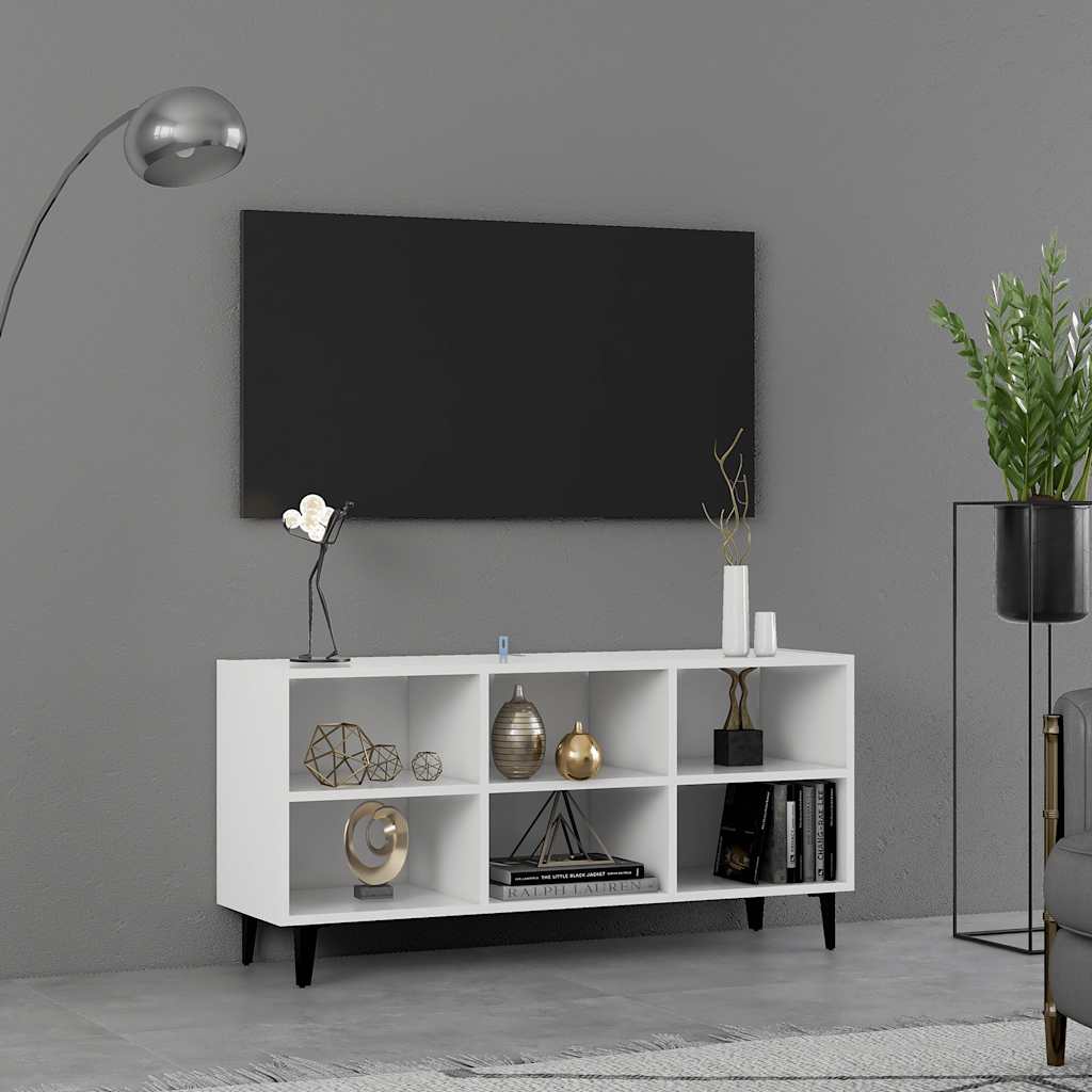 JUNG Vida TV-Schrank mit Metallbeinen Weiß 103,5x30x50 cm