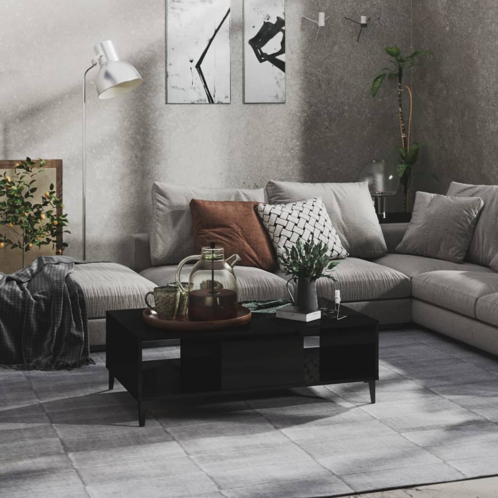 JUNG Vida Couchtisch Hochglanz-Schwarz 103,5x60x35 cm Holzwerkstoff