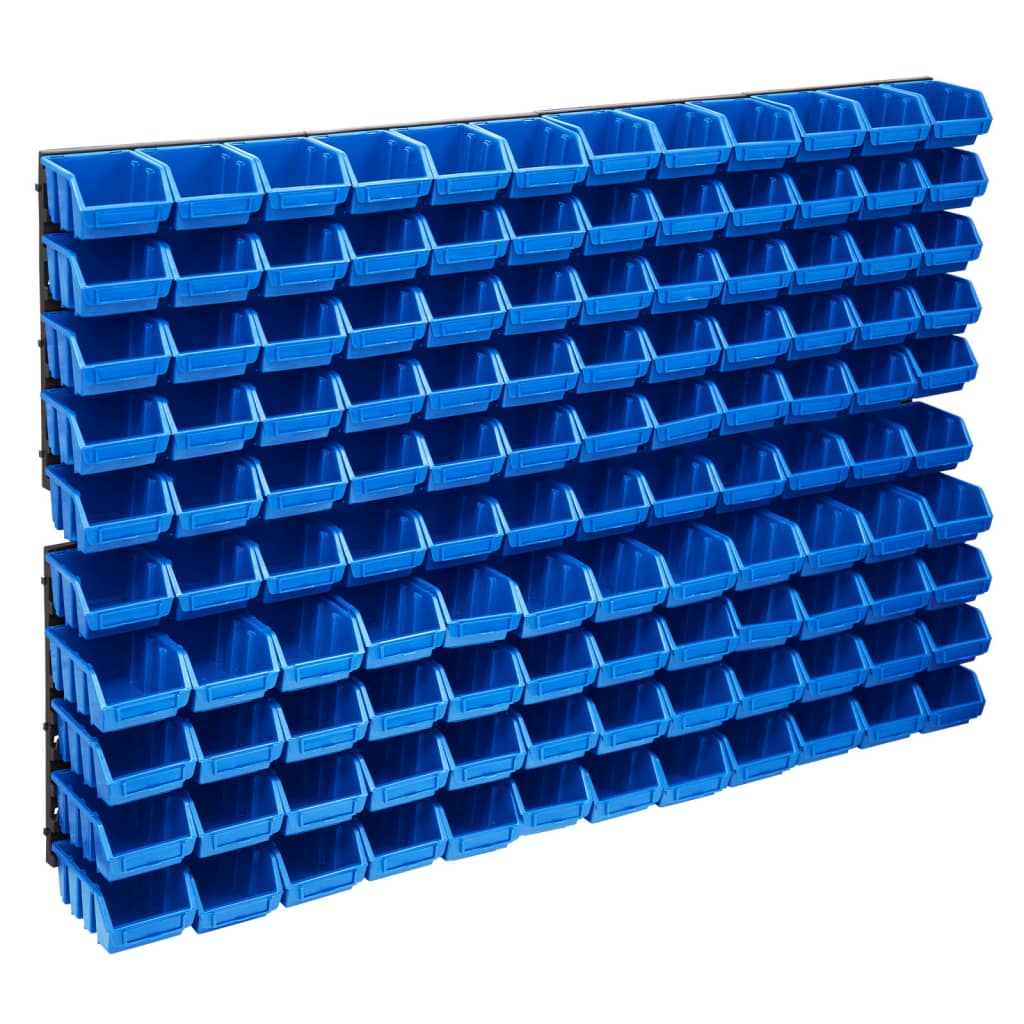 JUNG Vida 128-tlg. Behälter-Set für Kleinteile mit Wandplatten Blau