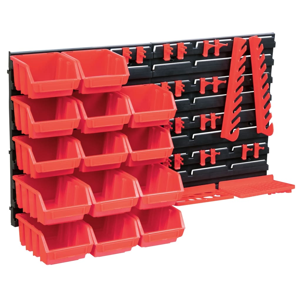 JUNG Vida 39-tlg. Behälter-Set für Kleinteile mit Wandplatten Rot Schwarz