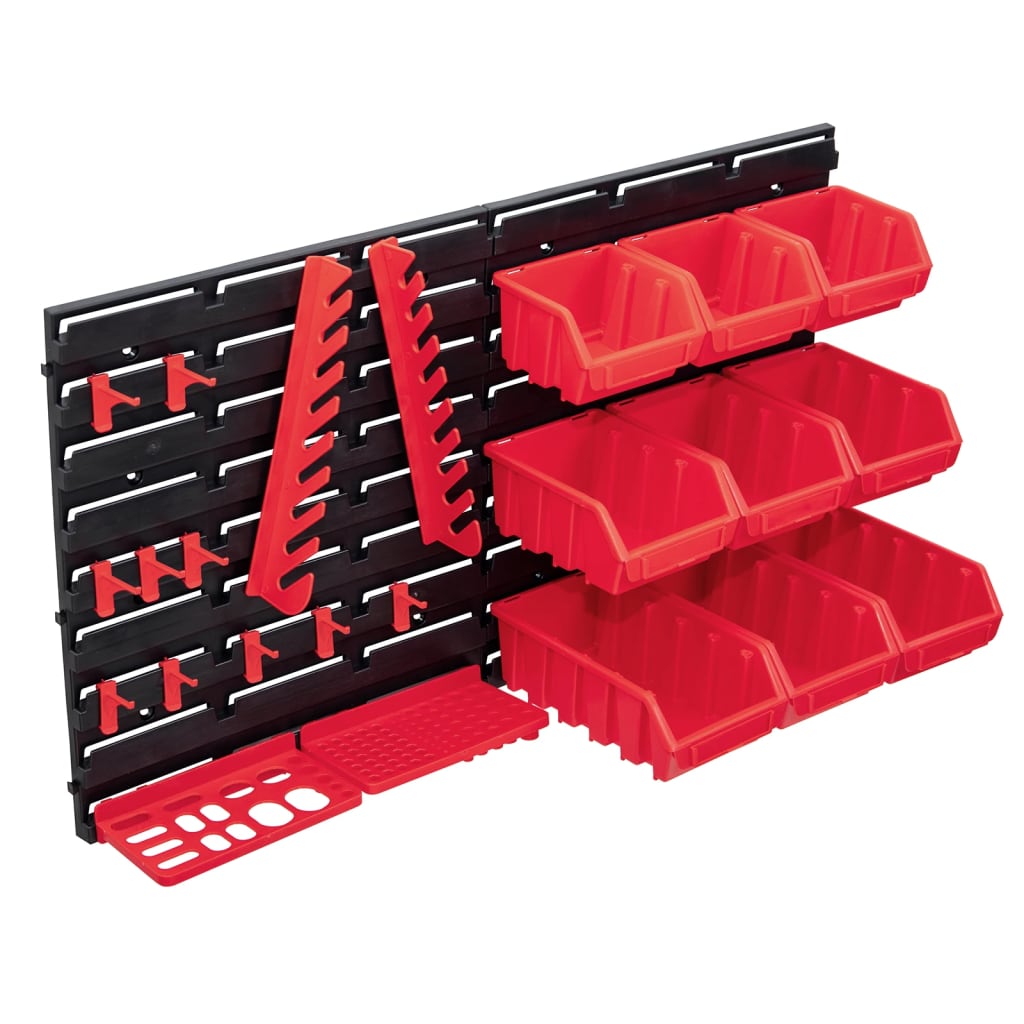 JUNG Vida 34-tlg. Behälter-Set für Kleinteile mit Wandplatten Rot Schwarz