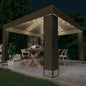 JUNG Vida Pavillon mit Doppeldach & LED-Lichterkette 3x3x2,7 m Taupe