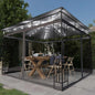 JUNG Vida Pavillon mit Moskitonetz & LED-Lichterkette 3x3x2,73m Anthrazit