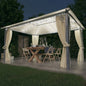 JUNG Vida Pavillon mit Vorhängen & LED-Lichterkette 400x300 cm Creme Alu