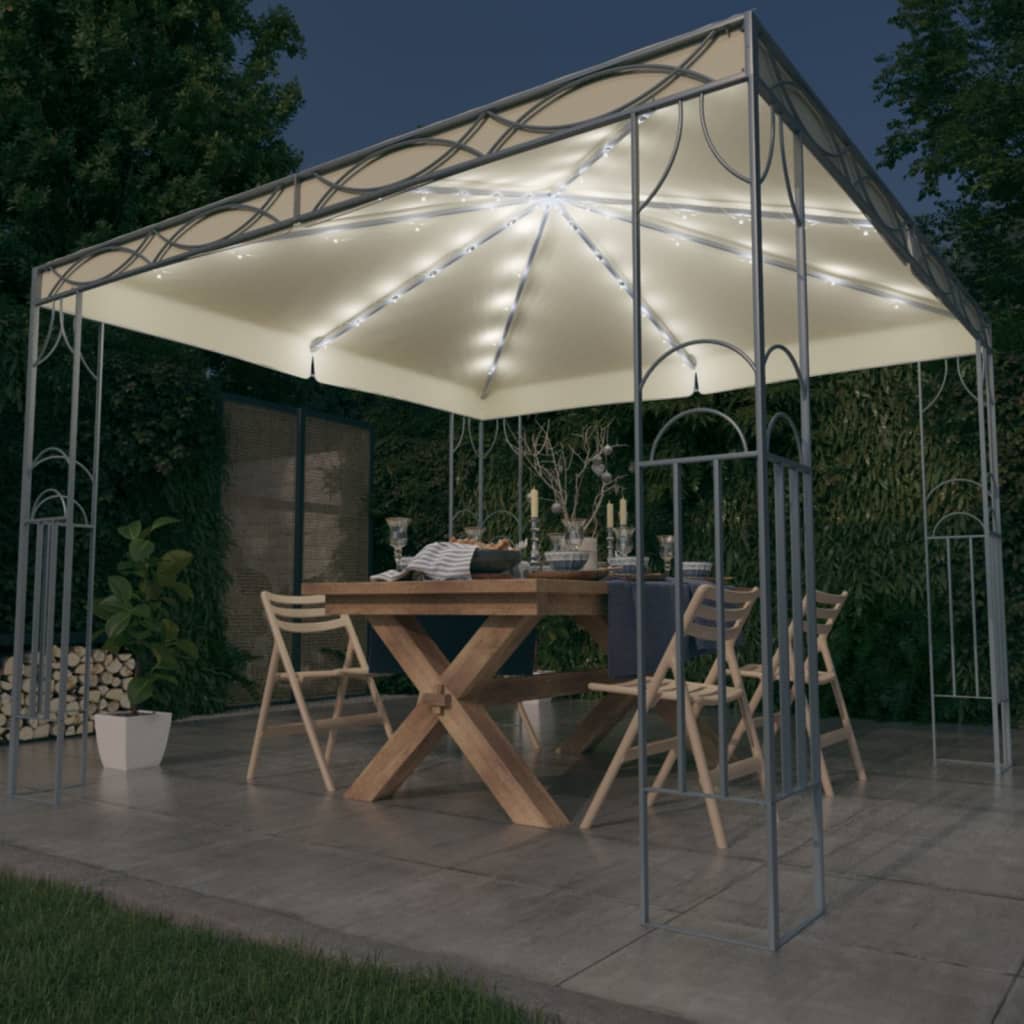 JUNG Vida Pavillon mit LED-Lichterkette 300x300 cm Cremeweiß