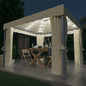 JUNG Vida Pavillon mit Vorhängen & LED-Lichterkette 3x3 m Cremeweiß