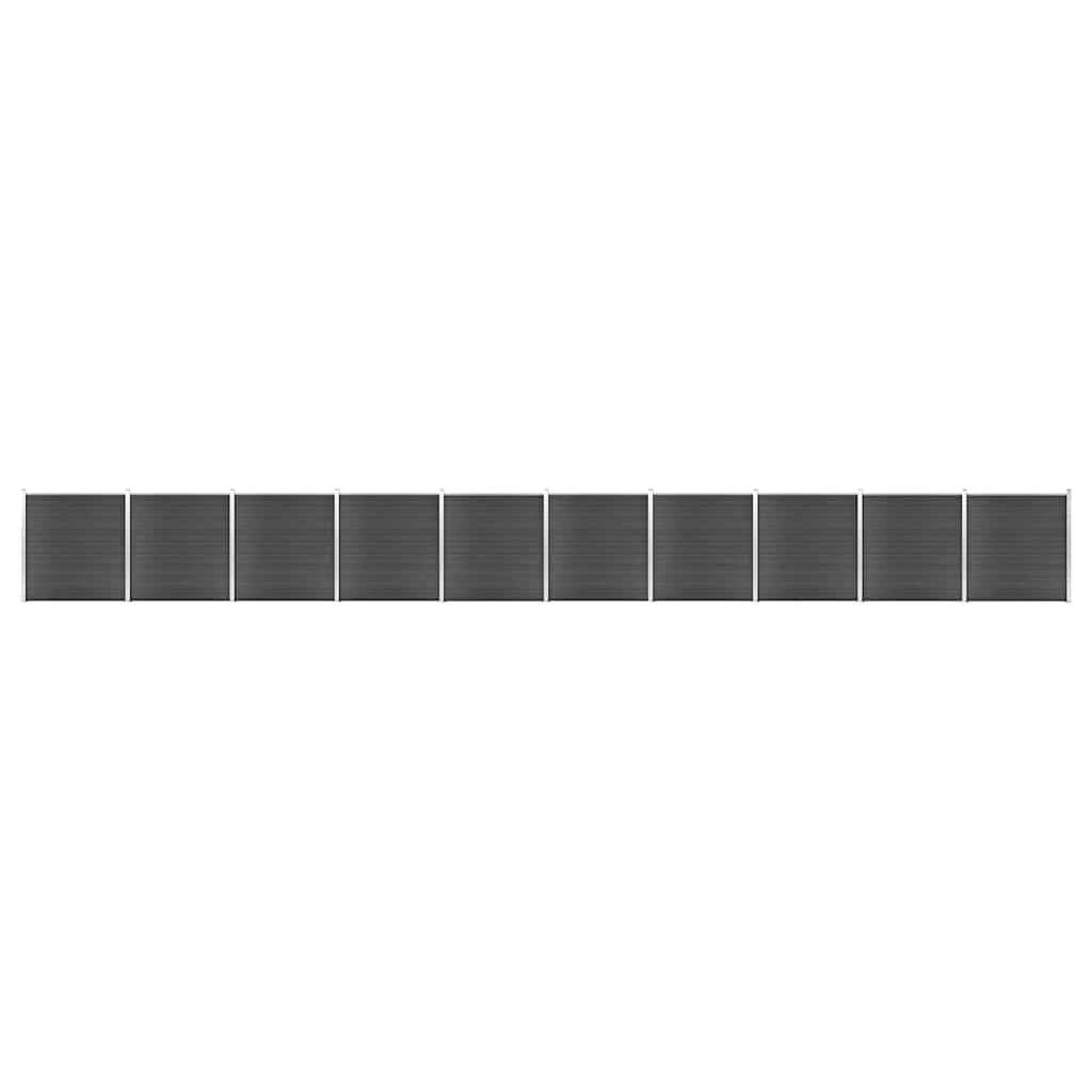 JUNG Vida Zaunelement Set WPC 1737x186 cm Schwarz