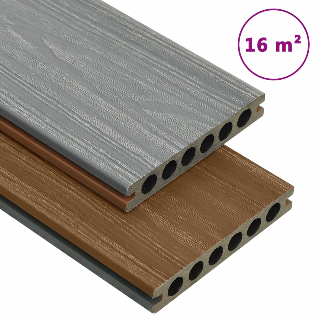 JUNG Vida WPC Terrassendielen mit Zubehör Braun und Grau 16 m² 2,2 m