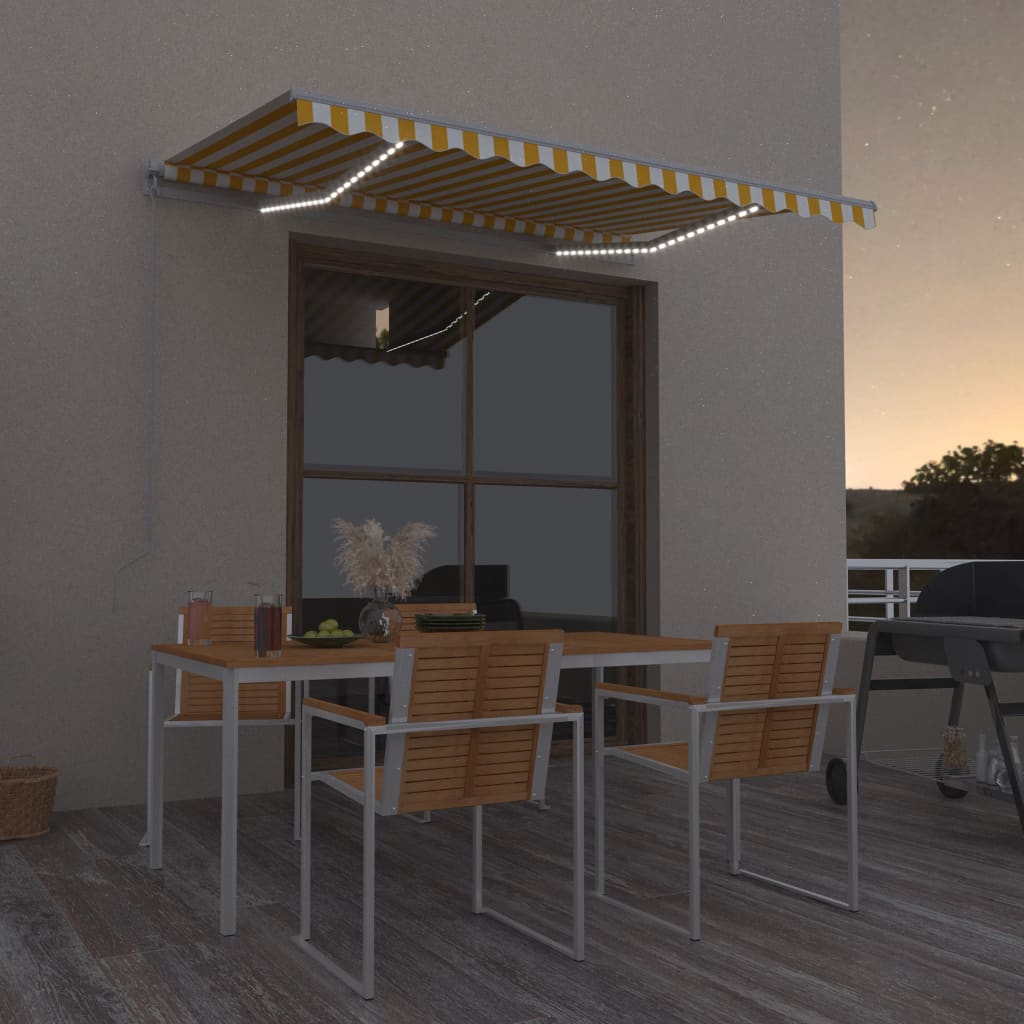 JUNG Vida Markise Manuell Einziehbar mit LED 300x250 cm Gelb und Weiß