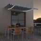 JUNG Vida Markise Manuell Einziehbar mit LED 400x350 cm Blau und Weiß