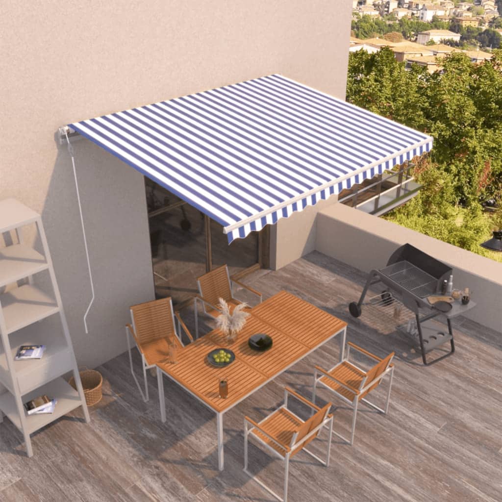 JUNG Vida Markise Automatisch Einziehbar 450x350 cm Blau und Weiß