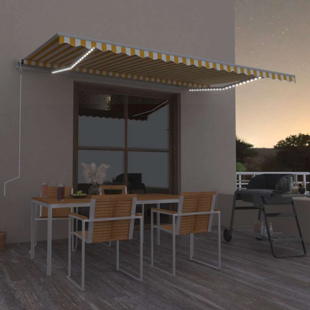 JUNG Vida Automatische Markise mit LED & Windsensor 500x350 cm Gelb/Weiß