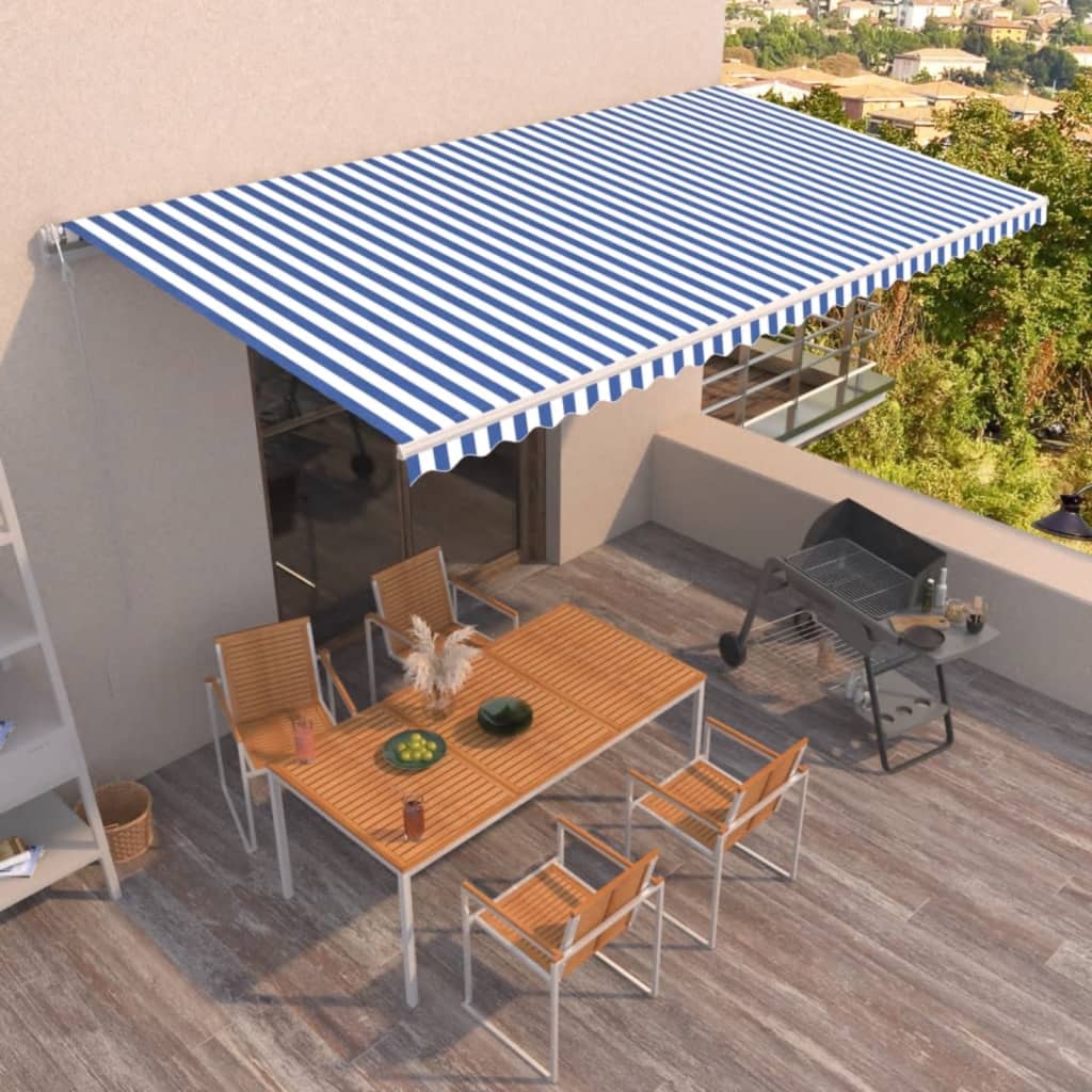 JUNG Vida Markise Automatisch Einziehbar 600x350 cm Blau und Weiß
