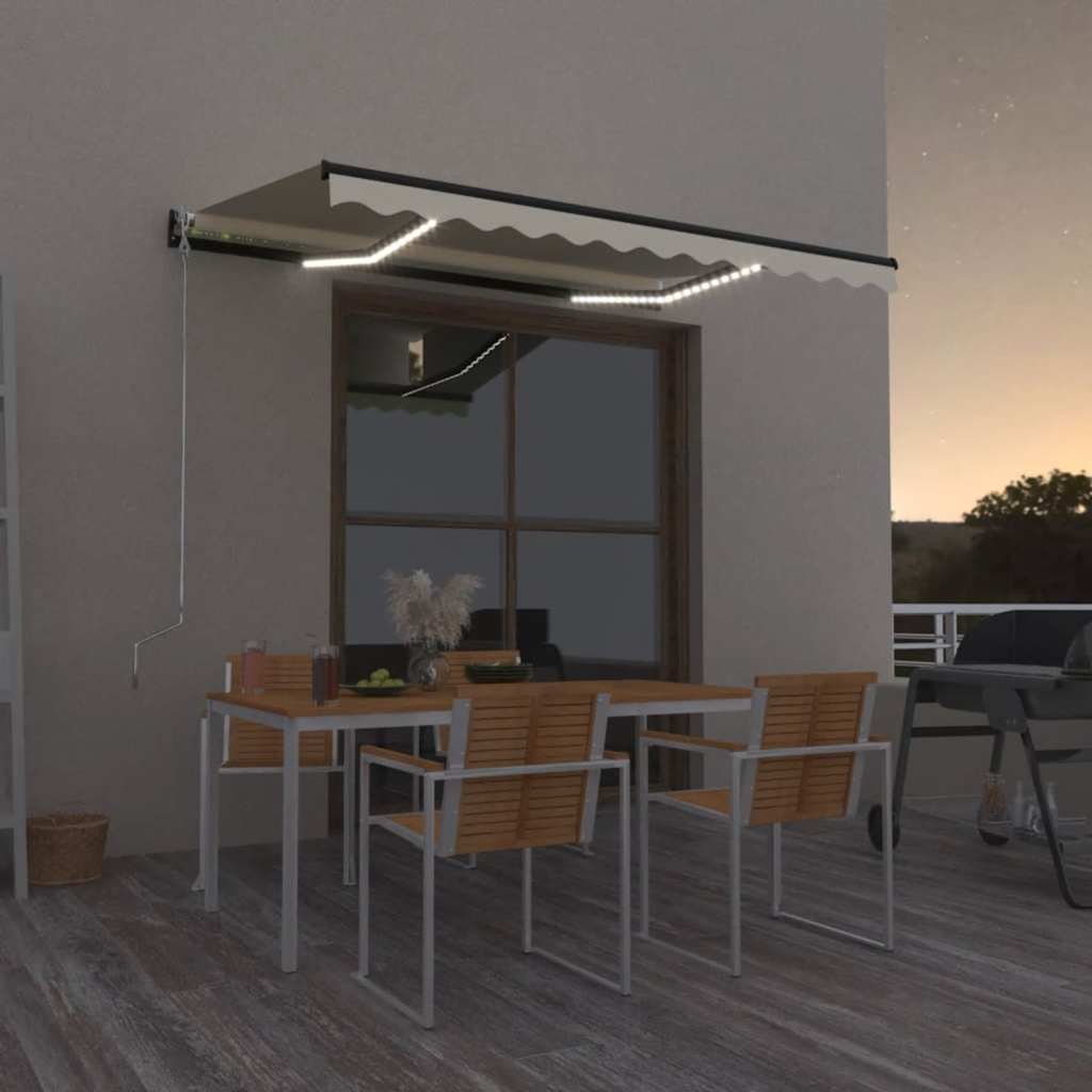 JUNG Vida Markise Manuell Einziehbar mit LED 350x250 cm Gelb und Weiß