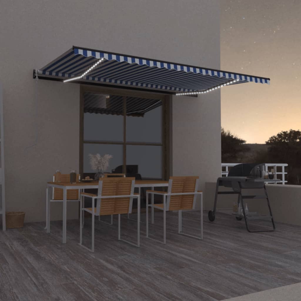 JUNG Vida Automatische Markise mit LED & Windsensor 500x300 Blau und Weiß