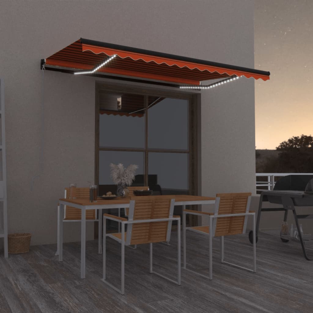 JUNG Vida Markise Manuell Einziehbar mit LED 450x350 cm Orange und Braun
