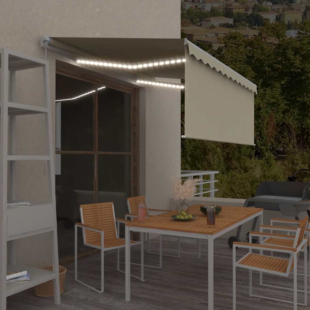 JUNG Vida Markise Manuell Einziehbar mit Rollo & LED 3x2,5 m Creme