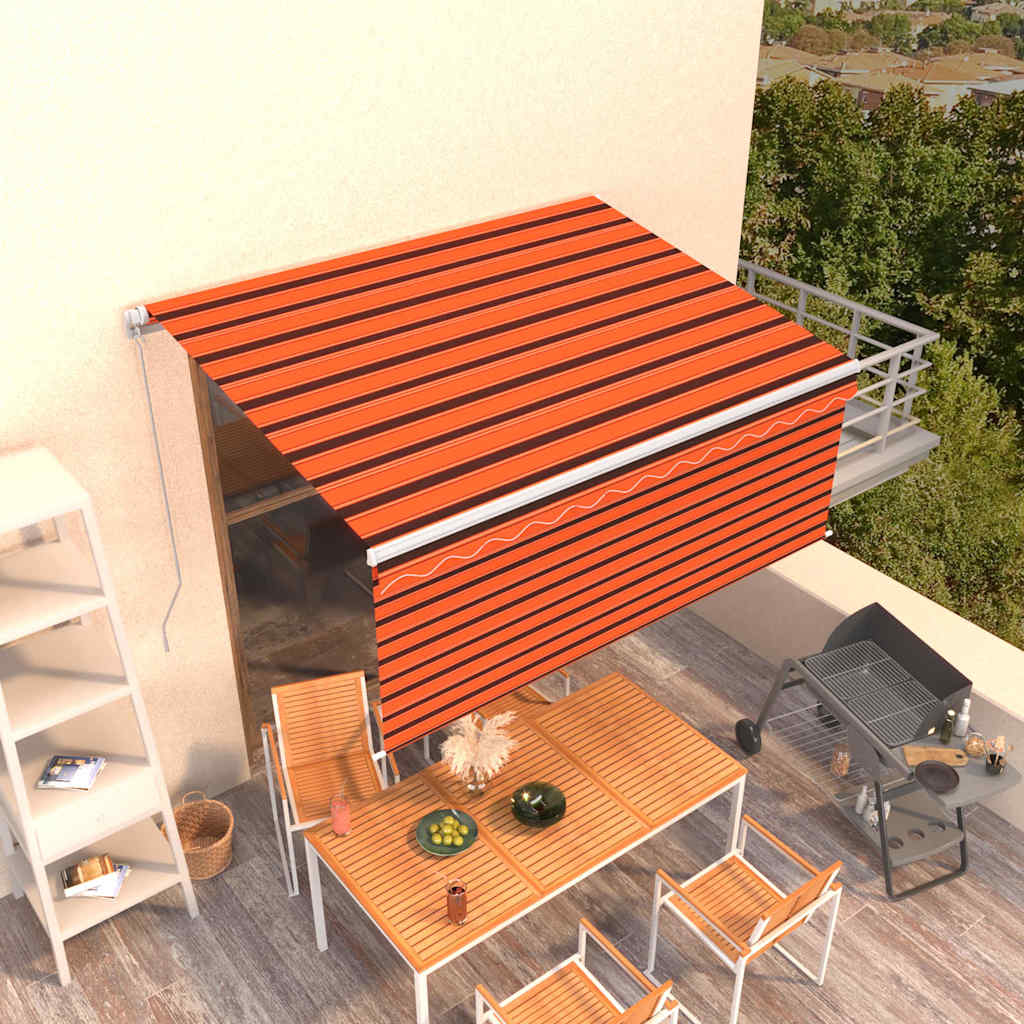 JUNG Vida Markise Manuell Einziehbar mit Rollo 3,5x2,5 m Orange Braun