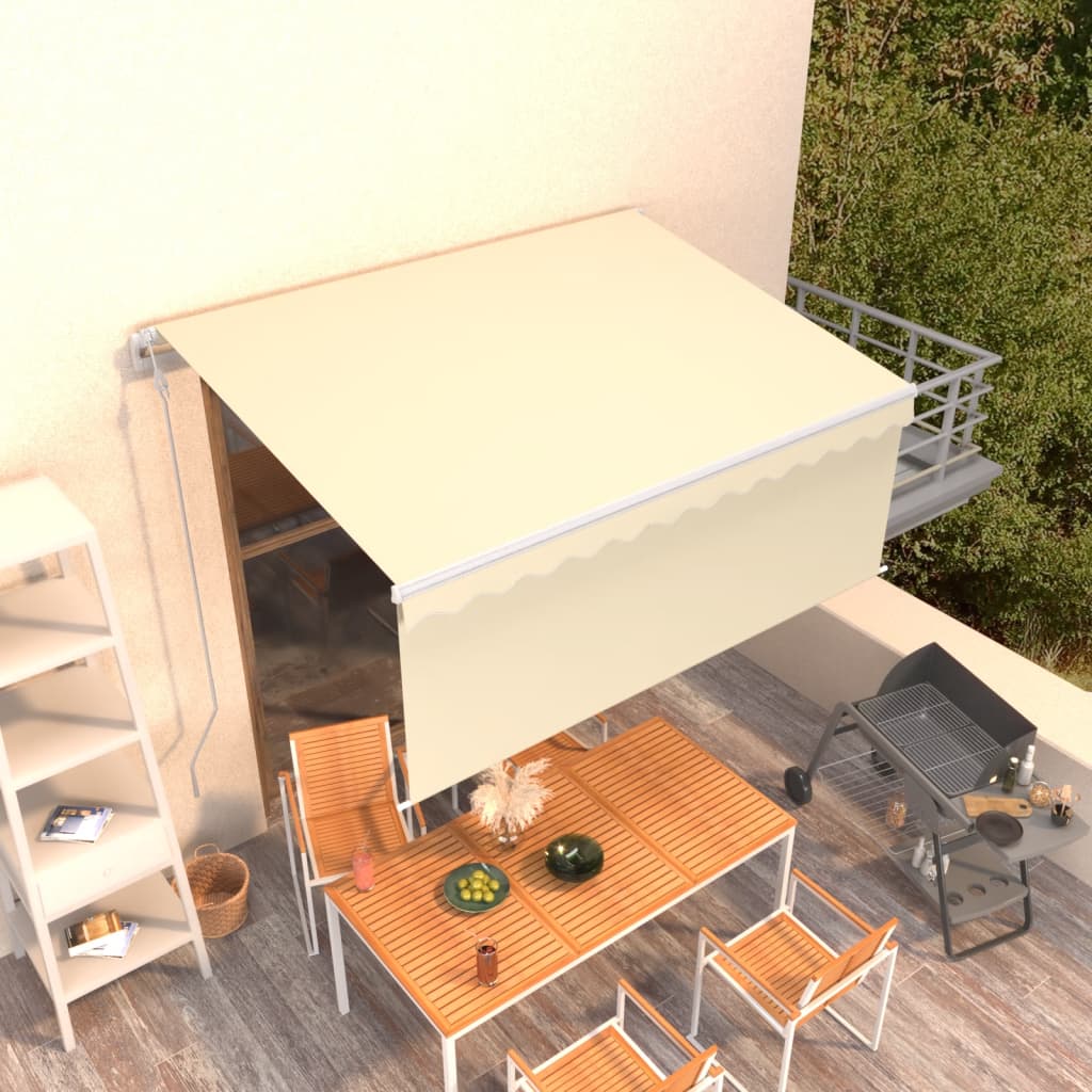 JUNG Vida Markise Automatisch Einziehbar mit Volant 3,5x2,5 m Creme