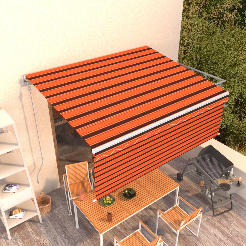 JUNG Vida Markise Automatisch Einziehbar mit Volant 4,5x3m Orange & Braun