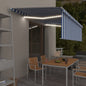 JUNG Vida Markise Manuell Einziehbar mit Rollo & LED 5x3 m Blau & Weiß