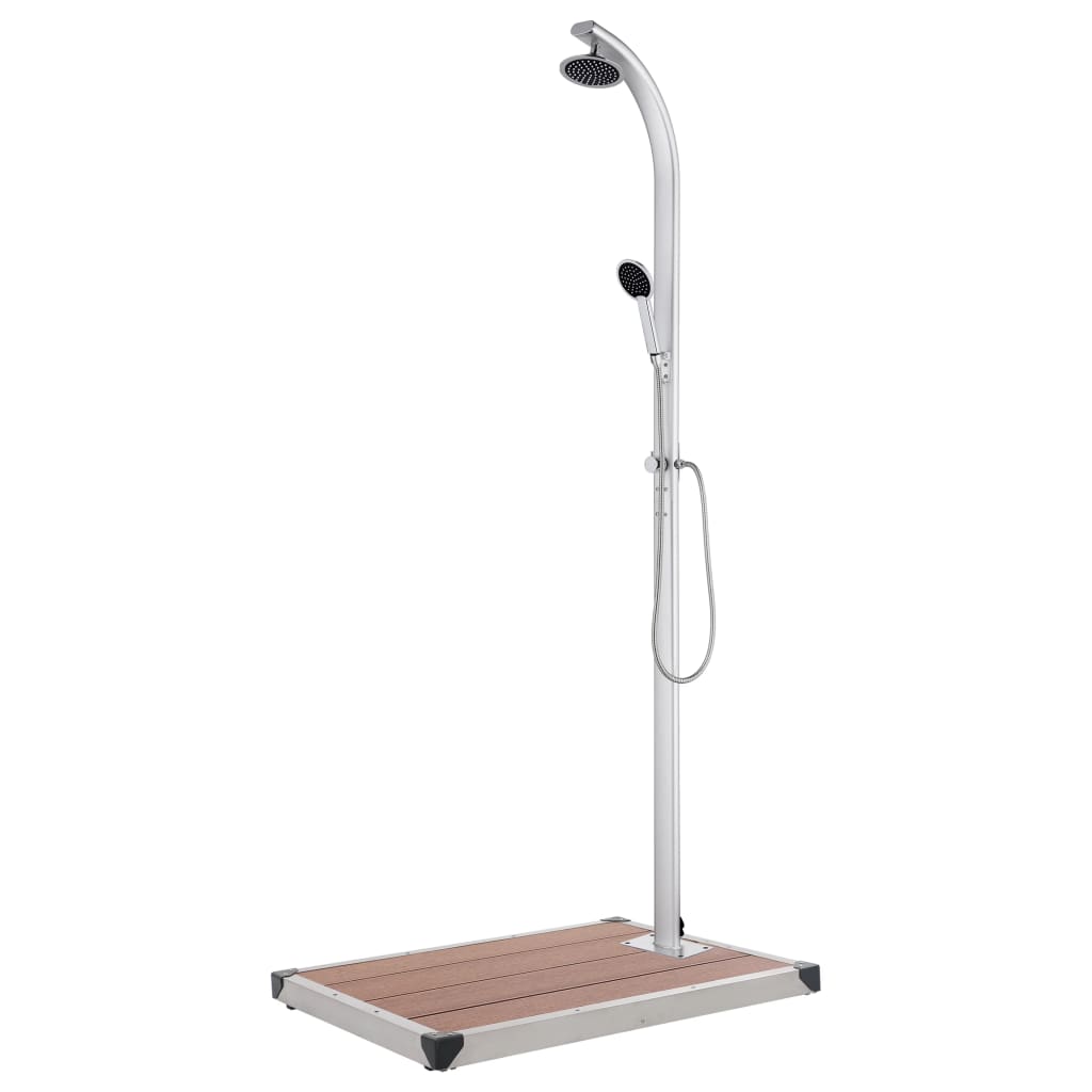 JUNG Vida Gartendusche mit Brauner Bodenplatte 220 cm Aluminium