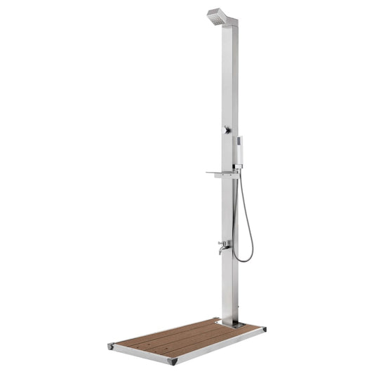 JUNG Vida Gartendusche mit Brauner Bodenplatte 225 cm Edelstahl