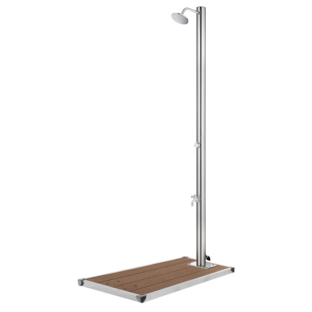 JUNG Vida Gartendusche mit Brauner Bodenplatte 220 cm Edelstahl