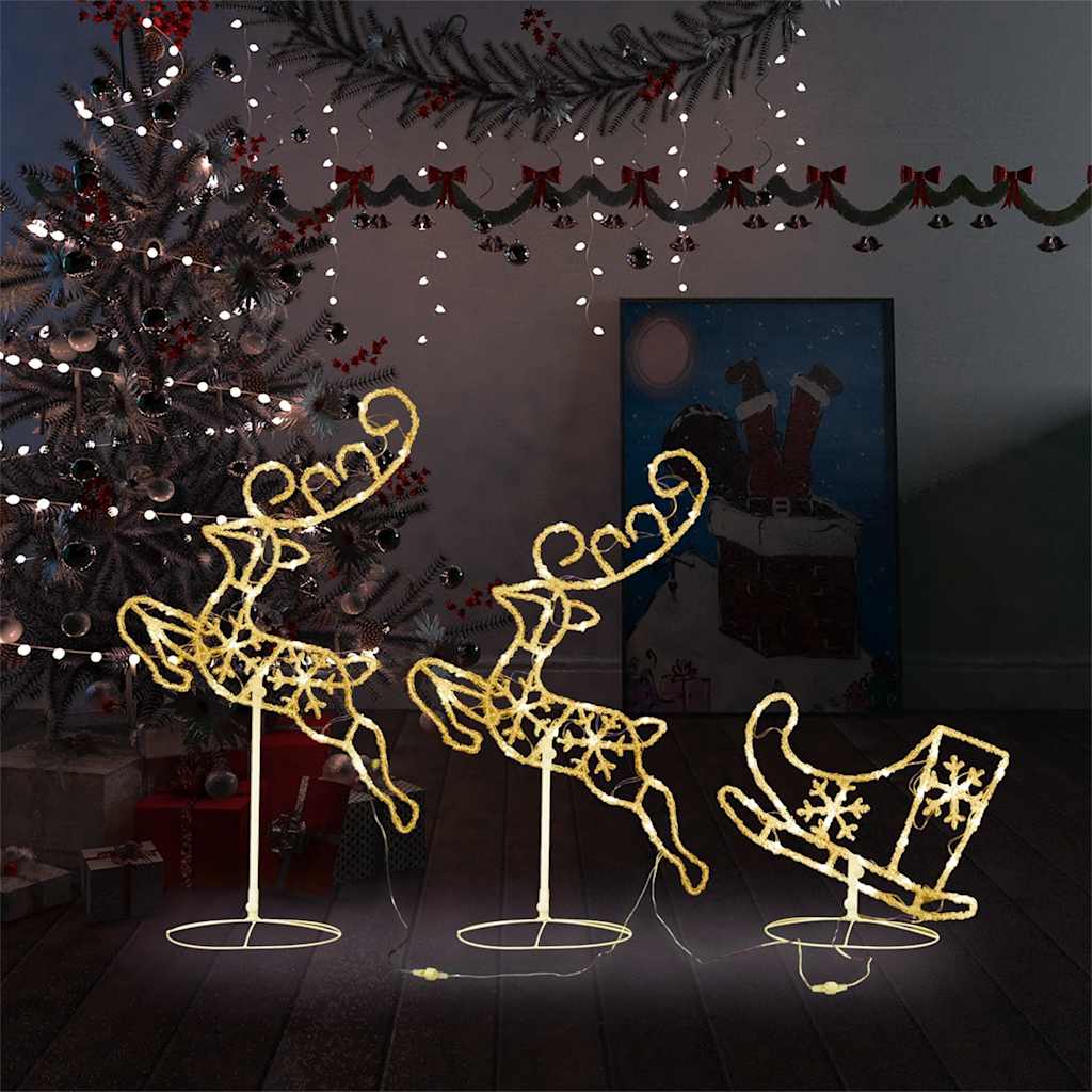 JUNG Vida Weihnachtsdeko LED Rentiere & Schlitten Acryl 260x21x87 cm