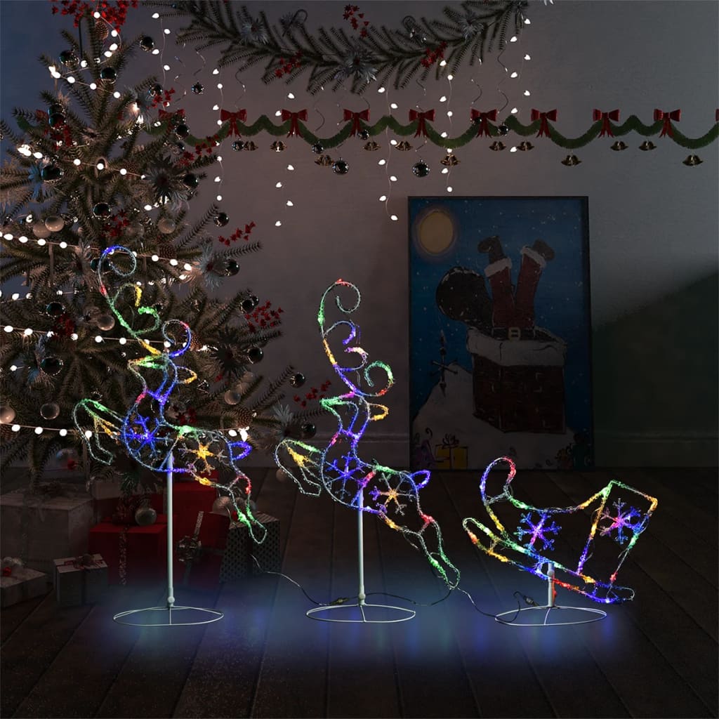 JUNG Vida Weihnachtsdeko LED Rentiere & Schlitten Acryl 260x21x87 cm Bunt
