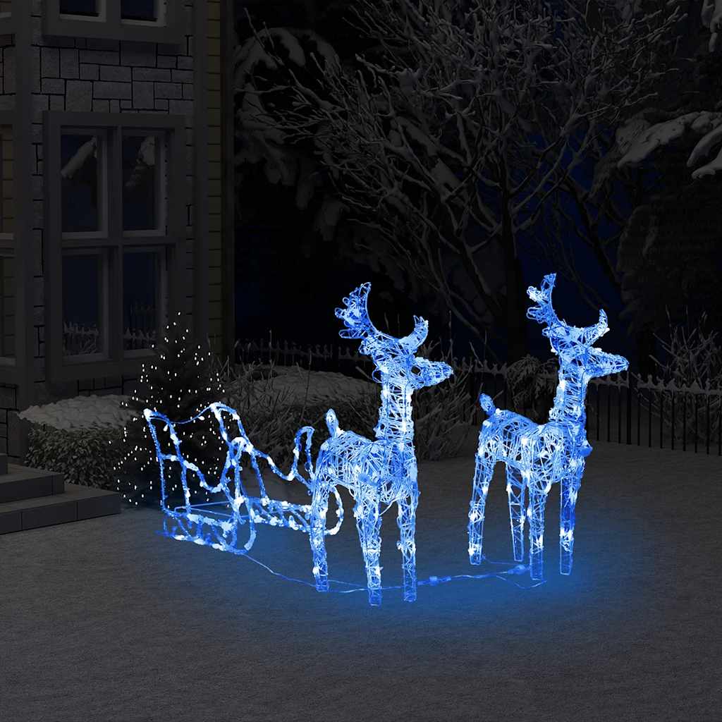 JUNG Vida Rentiere & Schlitten Weihnachtsdekoration 160 LEDs 130 cm Acryl