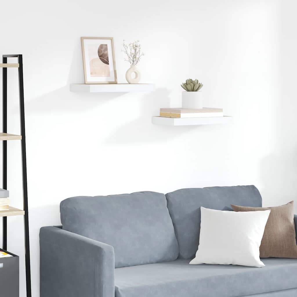 JUNG Vida Schweberegale 2 Stk. Eichen-Optik und Weiß 50x23x3,8 cm MDF