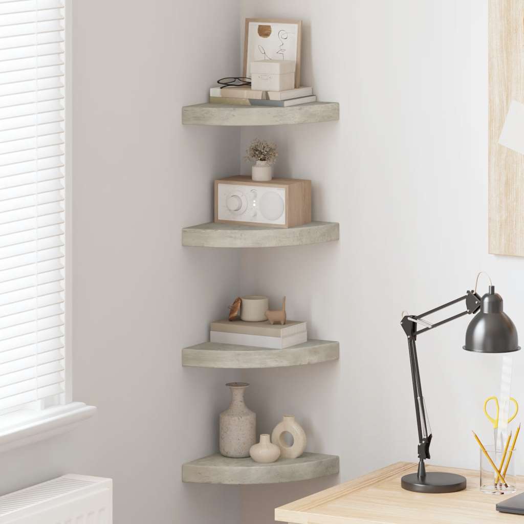 JUNG Vida Eck-Schweberegale 4 Stk. Betongrau 25x25x3,8 cm MDF