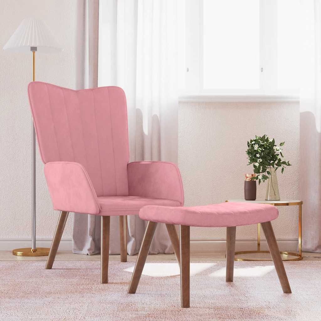 JUNG Vida Relaxsessel mit Hocker Rosa Samt