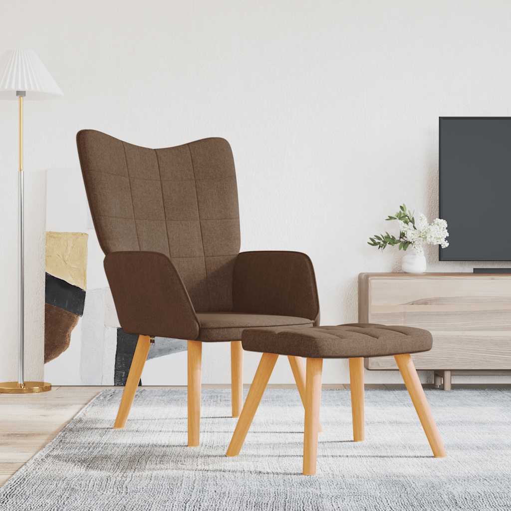 JUNG Vida Relaxsessel mit Hocker Braun Stoff