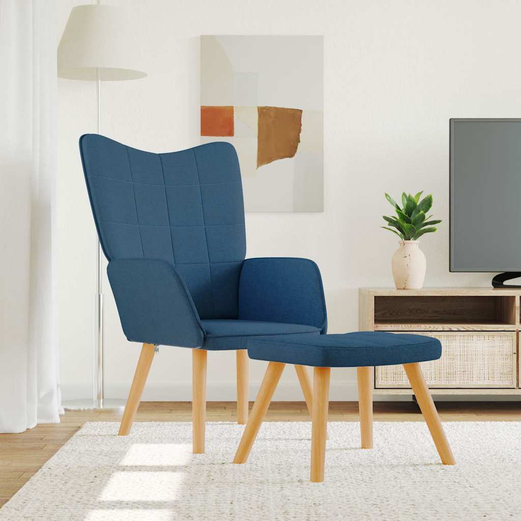 JUNG Vida Relaxsessel mit Hocker Blau Stoff