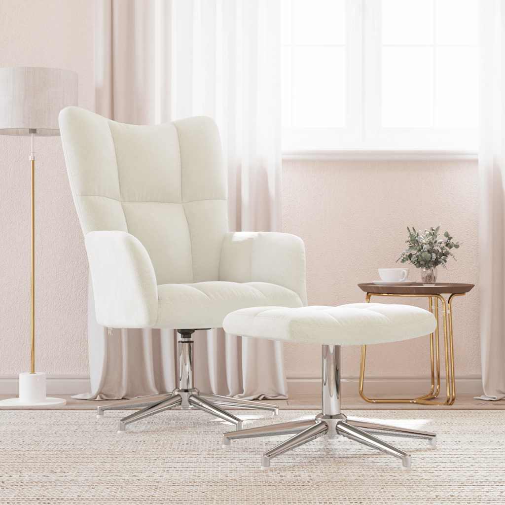 JUNG Vida Relaxsessel mit Hocker Cremeweiß Samt