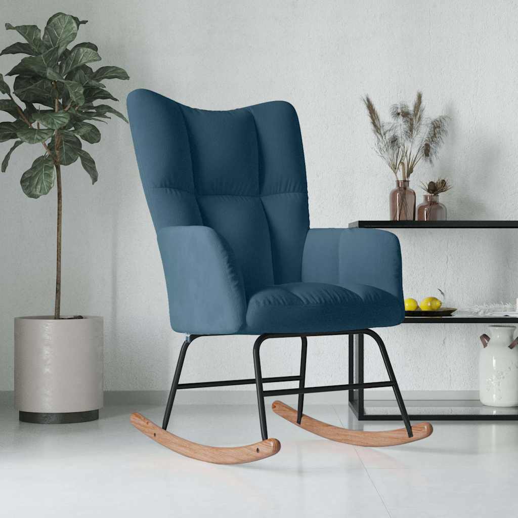 JUNG Vida Schaukelstuhl Blau Samt