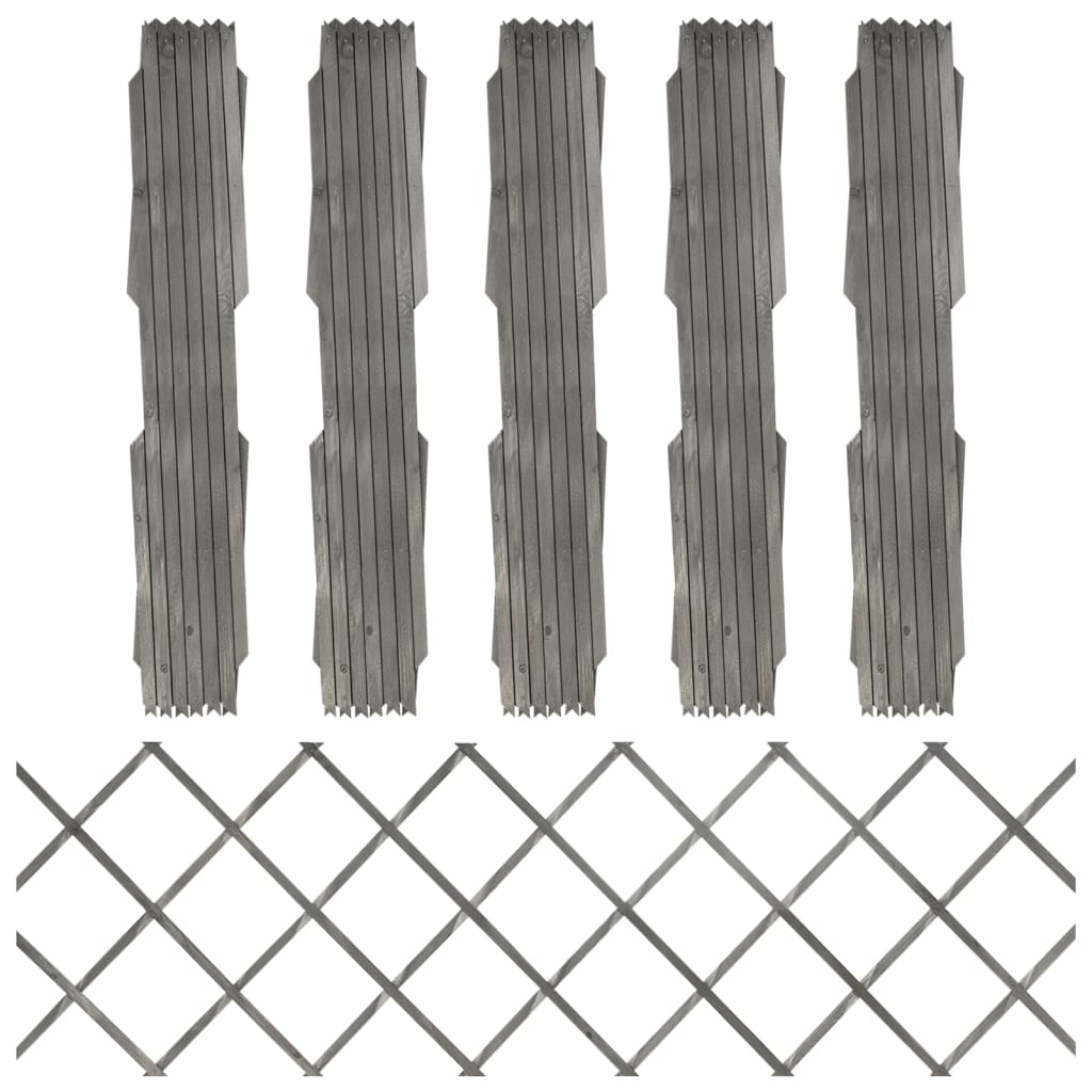JUNG Vida Rankzäune 5 Stk. Grau Massivholz Tanne 180x60 cm