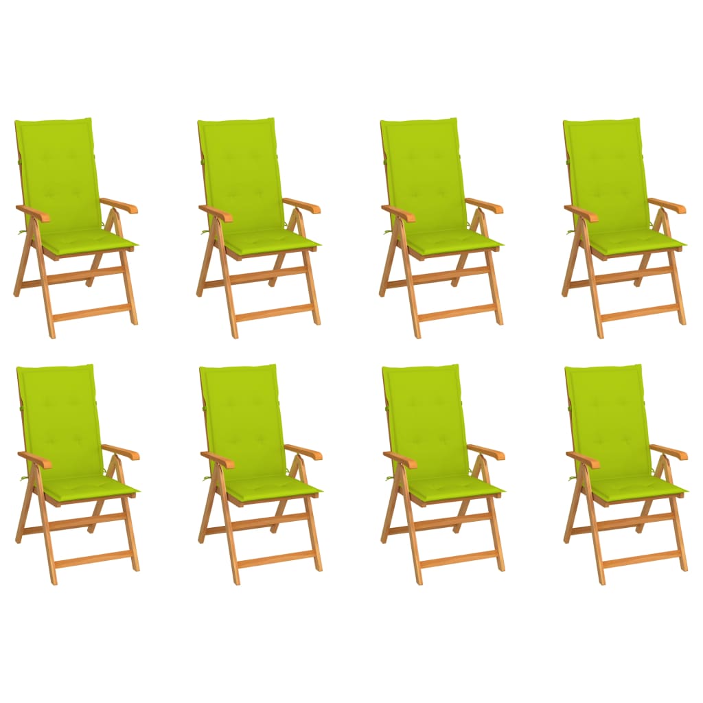 JUNG Vida Verstellbare Gartenstühle mit Auflagen 8 Stk. Massivholz Teak