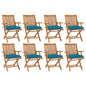 JUNG Vida Klappbare Gartenstühle mit Kissen 8 Stk. Massivholz Teak