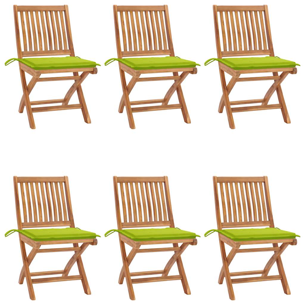 JUNG Vida Klappbare Gartenstühle mit Kissen 6 Stk. Massivholz Teak