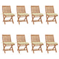JUNG Vida Klappbare Gartenstühle mit Kissen 8 Stk. Massivholz Teak