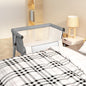 JUNG Vida Babybett mit Matratze Hellgrau Leinenstoff